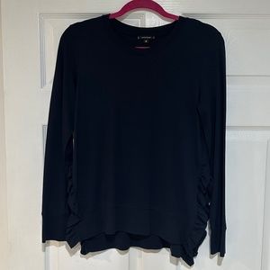 Stella & Dot Navy Side Slit Ruffles Top Size Medium